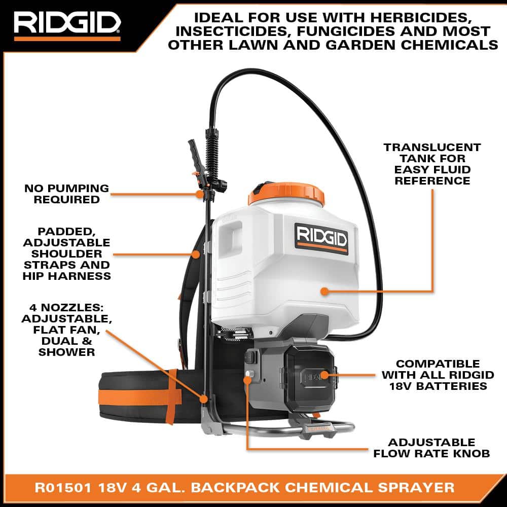 18-Volt Cordless Battery 4 Gal. Backpack Chemical Sprayer with 2.0 Battery and Charger - Image 3