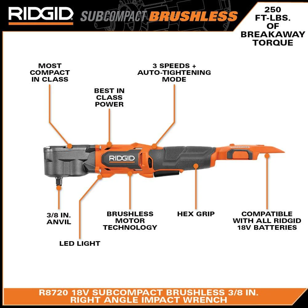 18V SubCompact Brushless 3/8 in. Right Angle Impact Wrench (Tool Only) - Image 4