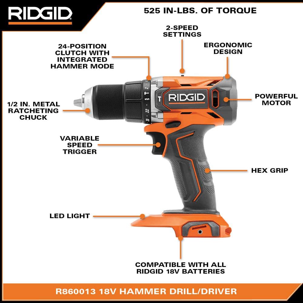 18V Cordless 1/2 in. Hammer Drill/Driver Kit with 2.0 Ah Battery and Charger - Image 3