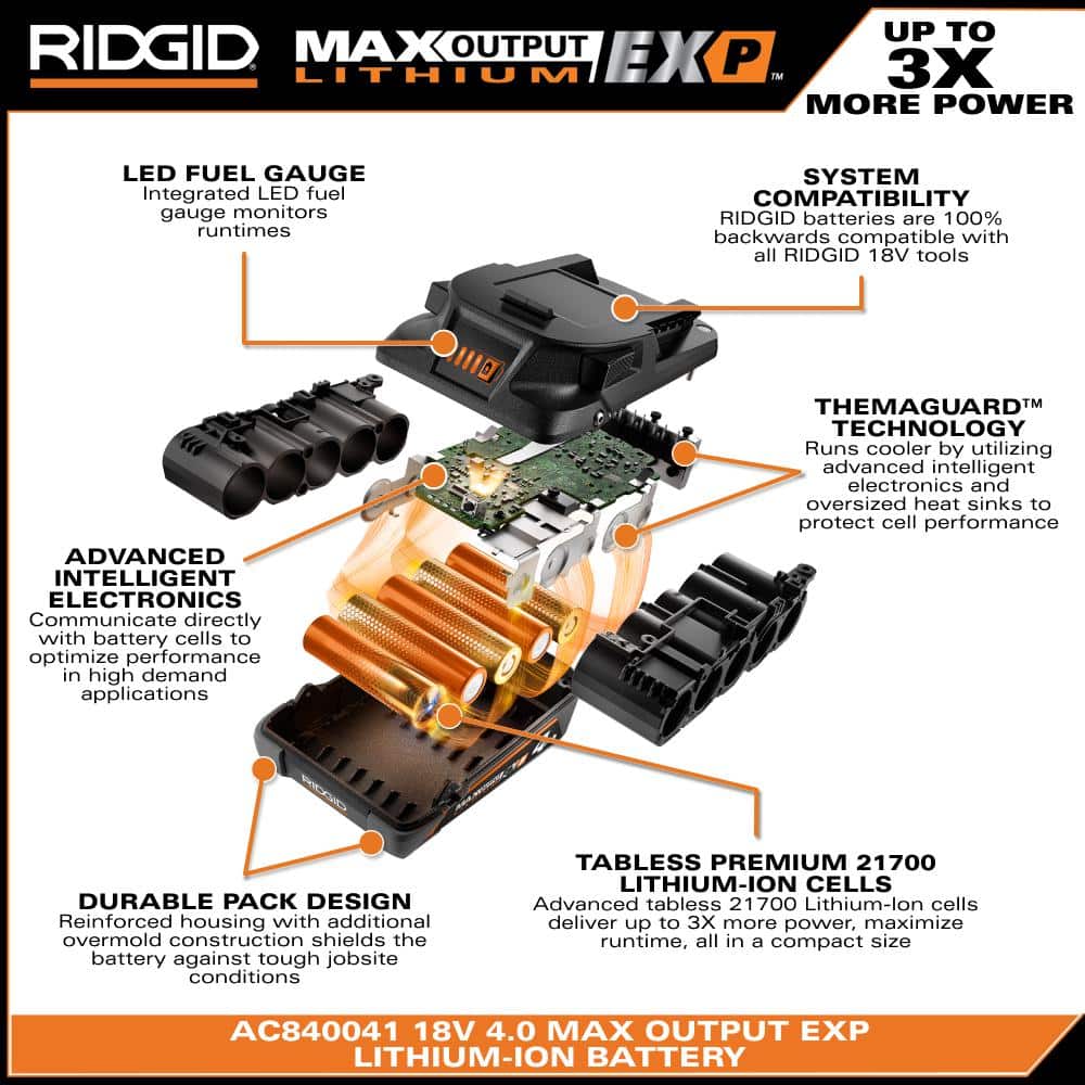 18V 4.0 Ah MAX Output EXP Lithium-Ion Battery - Image 3