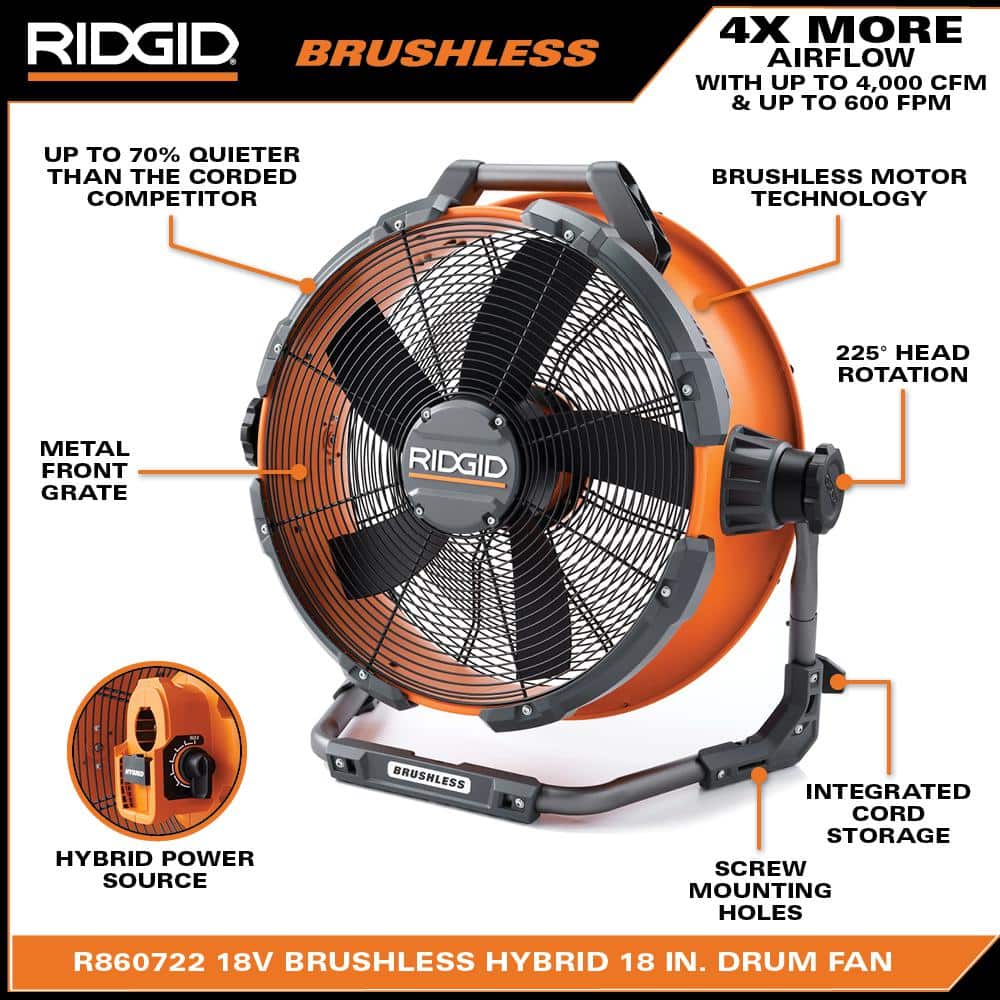 18V Brushless Hybrid 18 in. Drum Fan (Tool Only) - Image 3