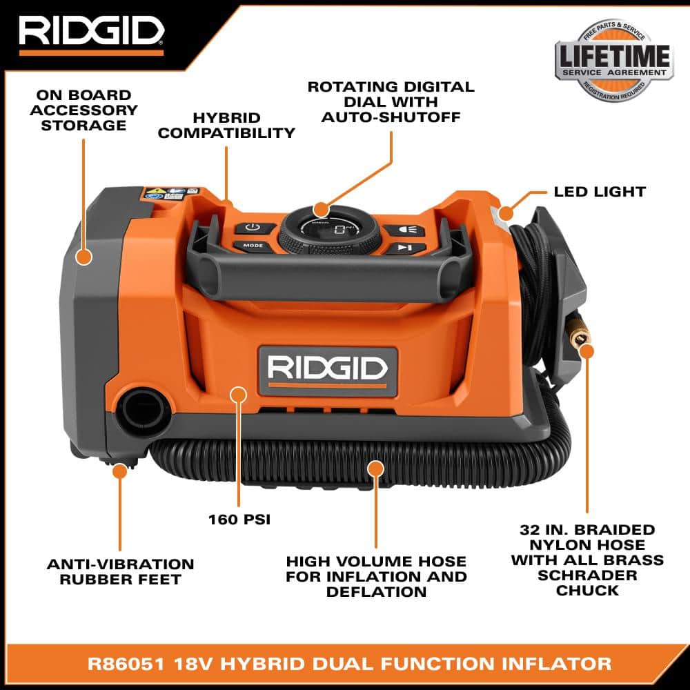 18V Cordless Dual Function Inflator Kit with 2 Ah Battery and Charger - Image 3